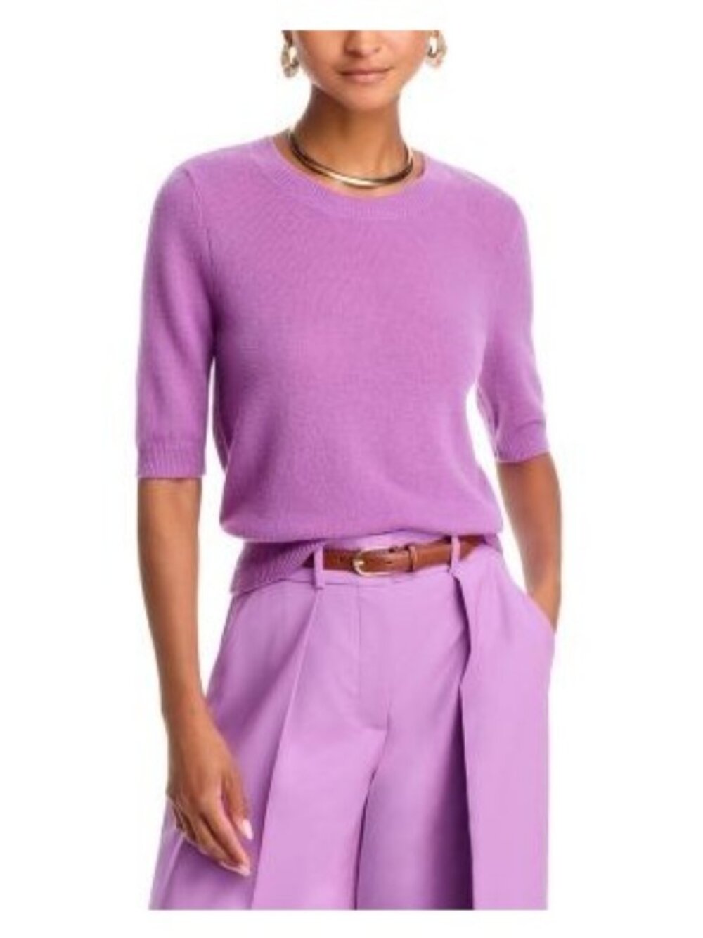 Veronica Beard Womens Sweater S Lavender 100% Cashmere NWT Elbow Sleeve Crew